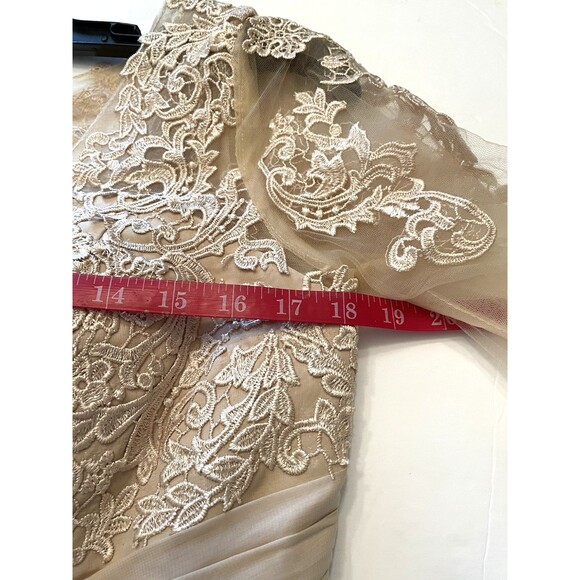 Women's Champagne High-Low Chiffon Lace Top Mother of Bride Dress Sz10 Unbranded - Picture 10 of 11